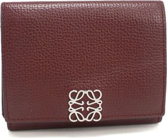 Loewe Wine Leather Wallet (Tri-Fold) (Pre-Owned)