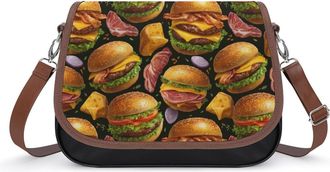 Generic Hamburgers And Meat Small Womens Crossbody Bags Shoulder Handbag with Adjustable Strap for Travel