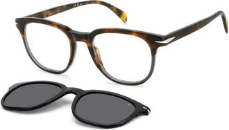 Eyewear by David Beckham Premium Opt + Clip-On Bril - Heren - Brillen - Bruin - 51 MM - Accessoires