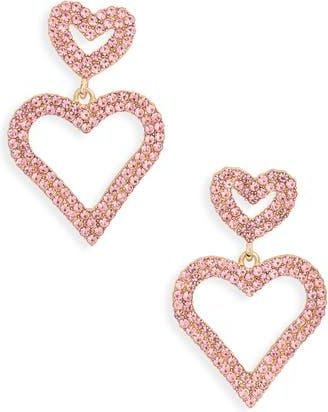 Leith Valentines Day Heart Drop Earrings in Pink- Gold at Nordstrom Rack