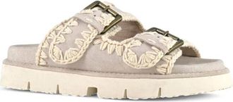 Mou Buckle Slide - Dames - Sandalen - Grijs - 36 EU - Leer - Schoenen