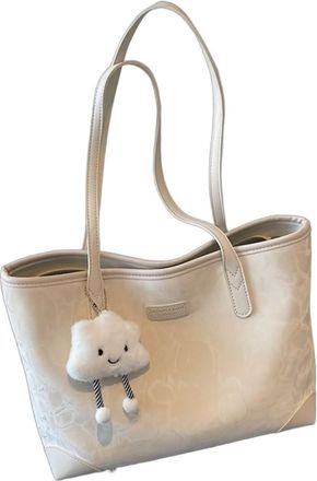 Generic Womens Tote Bag Large Handbag Simple Shoulder Bag for School Work Leisure | white