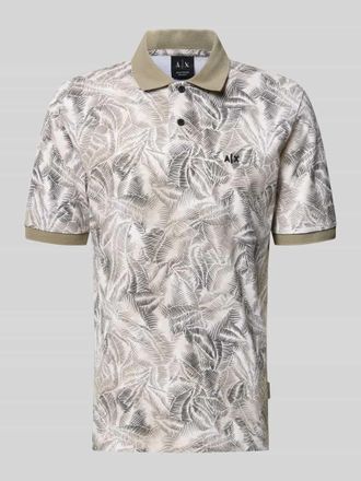 A|X Armani Exchange Regular Fit Poloshirt im Allover-Look mit Label-Stitching in Beige, Gr&ouml;&szlig;e XXL