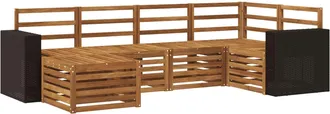 vidaXL Conjunto De Sof&aacute;s De Exterior 6 Uds. Natural Poli&eacute;ster Vidaxl
