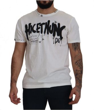 Dolce & Gabbana White Amor Cotton Crewneck Mens T-shirt - Size Small