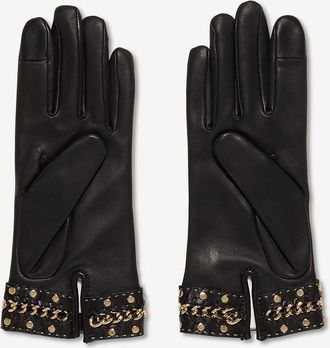 Agnelle Handschuhe aus Leder mit Kettendetails Siloe