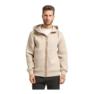 K-Way K-Way, Zip-throughs, male, Beige, Size: XL Beige Sweater with Adjustable Hood