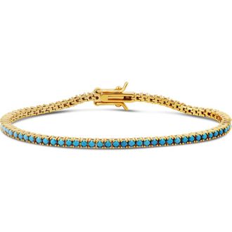 SHYMI Classic Tennis Bracelet in Gold/Turquoise at Nordstrom, Size 6.5