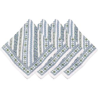 Juliska Sevilla Stripe Set of 4 Cotton Sateen Napkins in Green at Nordstrom