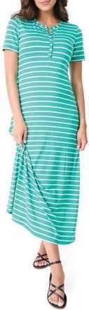 Gibsonlook Henley Knit Maxi Dress in Jade Ivory Star at Nordstrom Rack, Size Xx-Large