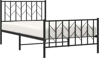 vidaXL Estructura Cama Sin Colch&oacute;n Con Estribo Metal Negro 100x200 Cm Vidaxl