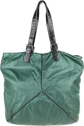 Bottega Veneta Black Green Nylon Handbag Shopping Bag Shoulder Bag Tote Bag (Pre-Owned)