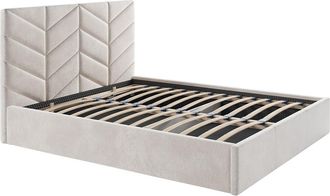 Vente-Unique Canap&eacute; abatible de 160 x 200 cm - Tela texturizada - Crema - JUSTANI