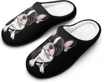 Generic Cute Boston Terrier Dog Womens Slippers Winter Warm House Shoes Indoor Outdoor Hotel Slipper