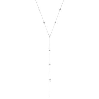 Lily & Roo Silver Diamond Style Satellite Lariat Necklace