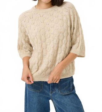Kaffe Malene Half Sleeve Round Neck Pullover Sweater In Feather Grey Melange