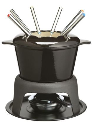 Kitchen Craft Masterclass Set De Fondue De Hierro Fundido Para Chocolate, Queso, Carne, 21 X 18 Cm, Negro