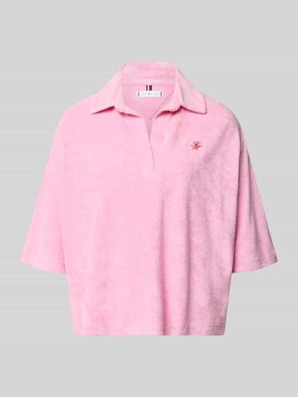 Tommy Hilfiger Loose Fit Poloshirt in Frottee-Optik in Rosa, Gr&ouml;&szlig;e XL