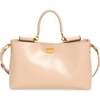 Dolce & Gabbana My Sicily Leather Shoulder Bag in 80095 Nudo 1 at Nordstrom
