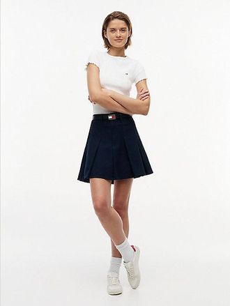 Tommy Hilfiger Minifalda de lona plisada con efecto lavado