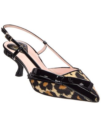 Roger Vivier 50 Canvas & Patent Slingback Pump