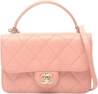 Chanel Pre-owned Matelasse Top Handle 2Way Schoudertas - Dames - Vintage Handtas - Roze - ONE Size - Leer - Vintage