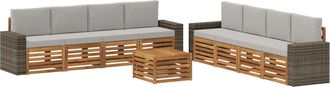 vidaXL Conjunto De Sof&aacute;s De Exterior 9 Uds. Natural Y Gris Claro Vidaxl