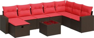 vidaXL Vidaxl - Set Divani Da Giardino 9pz Con Cuscini Marrone In Polyrattan