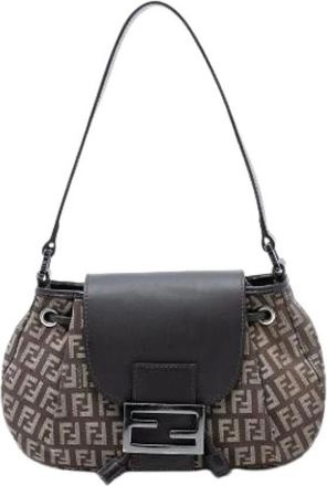 Fendi Pre-owned Shoulder Bags, female, Brown, Size: ONE SIZE Pre-owned Canvas Shoulder Bag