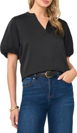 Vince Camuto Puff Sleeve Satin Top in Rich Black at Nordstrom, Size Xx-Small