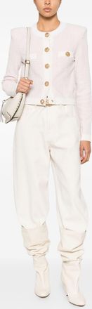 Balmain Womens Tweed Cardigan - White Cotton - Size EU 36 (Womens)