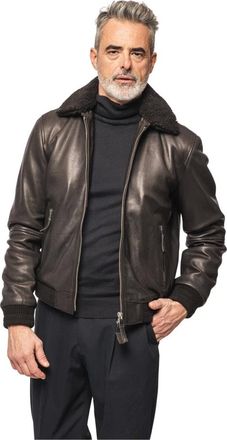 The Jack Leathers Leren Bomberjack - Heren - Jassen - Bruin - Maat: M Wol