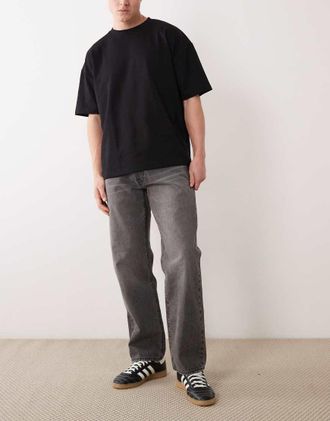 Abercrombie & Fitch Jeans ampi grigio slavato con abrasioni sulle tasche-Blu