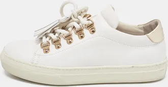 Tod's Tods White Leather Tassel Lace Up Sneakers