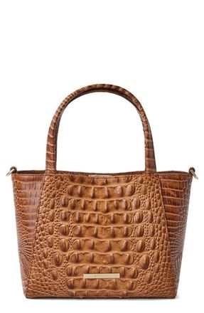 Brahmin Small Mona Croc Embossed Leather Top Handle Bag in Cinnamon at Nordstrom
