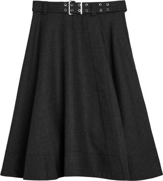Ganni Belted Twill Midi Wrap Skirt - Black - 40 (UK12 / M)