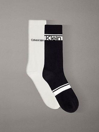 Calvin Klein 2 Pack Cotton Logo Stripe Crew Socks