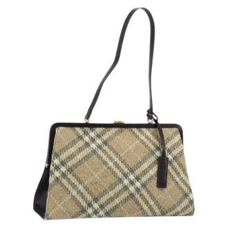 Burberry Pre-owned Handbags, female, Beige, Size: ONE SIZE Pre-owned Wool Shoulder Bag