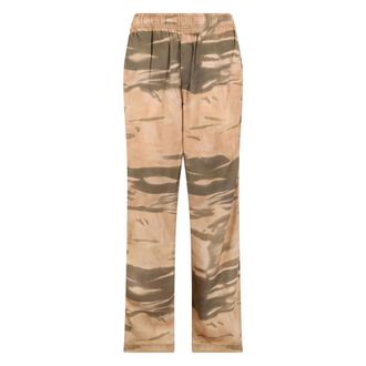 Diesel Straight Trousers, male, Beige, Size: XL Loose Pants with Abstract Print