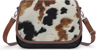 Generic Brown Cow Print Crossbody Bags for Women Leather Tote Bag Travel Purse Shoulder Bag for Work Shopping