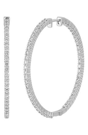 Bony Levy Audrey Diamond Inside Out Hoop Earrings in White at Nordstrom