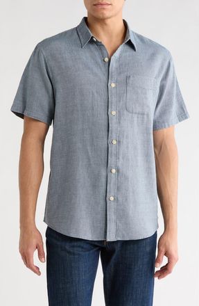 Lucky Brand San Gabriel Short Sleeve Cotton Button-Up Shirt in China Blue at Nordstrom Rack, Size Xx-Large