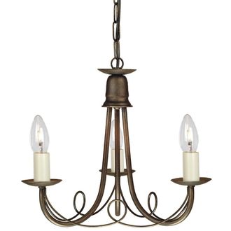 Netlighting Minster Multi Arm Chandelier 3 Light Black Gold Finish E14