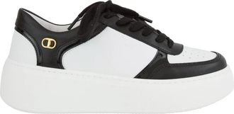 Twinset Bicolor leren lage sneakers - Dames - Sneakers - Wit - 39 EU - Leer - Schoenen