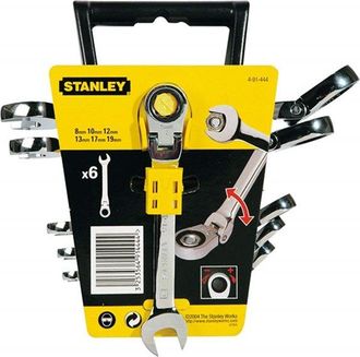 Stanley 4-91-444 Llave Combinada De Carraca Con Cabeza Indexable, Acero Al Cromo Forjado, Resistente A La Corrosi&oacute;n, Cabeza Poligonal, Hex&aacute;gono Inclinado 12, 