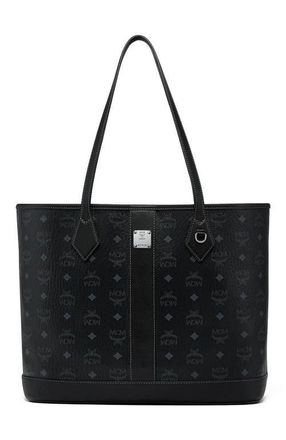 MCM New Medium Liz Shopper in Visetos in Black at Nordstrom