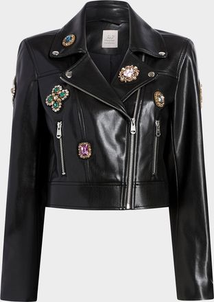Cinq &agrave; Sept Genevieve Baroque Patches Moto Jacket
