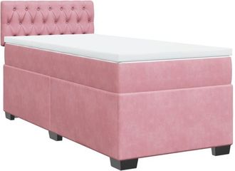 vidaXL Box Spring Bed with Mattress Pink 100x200 cm Velvet Vidaxl