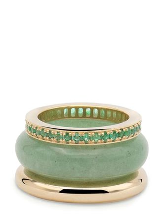 By Pariah 14kt yellow gold Luminous multi-stone stackable ring - Groen