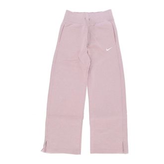 Nike Fleece Wijde Pijpen Trainingsbroek - Dames - Trainingsbroeken - Roze - L - Katoen - Fitness